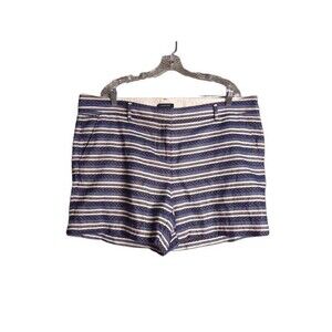 Land's End Low Rise Textured Shorts Horizontal Blue/White Striped Womens Size 18
